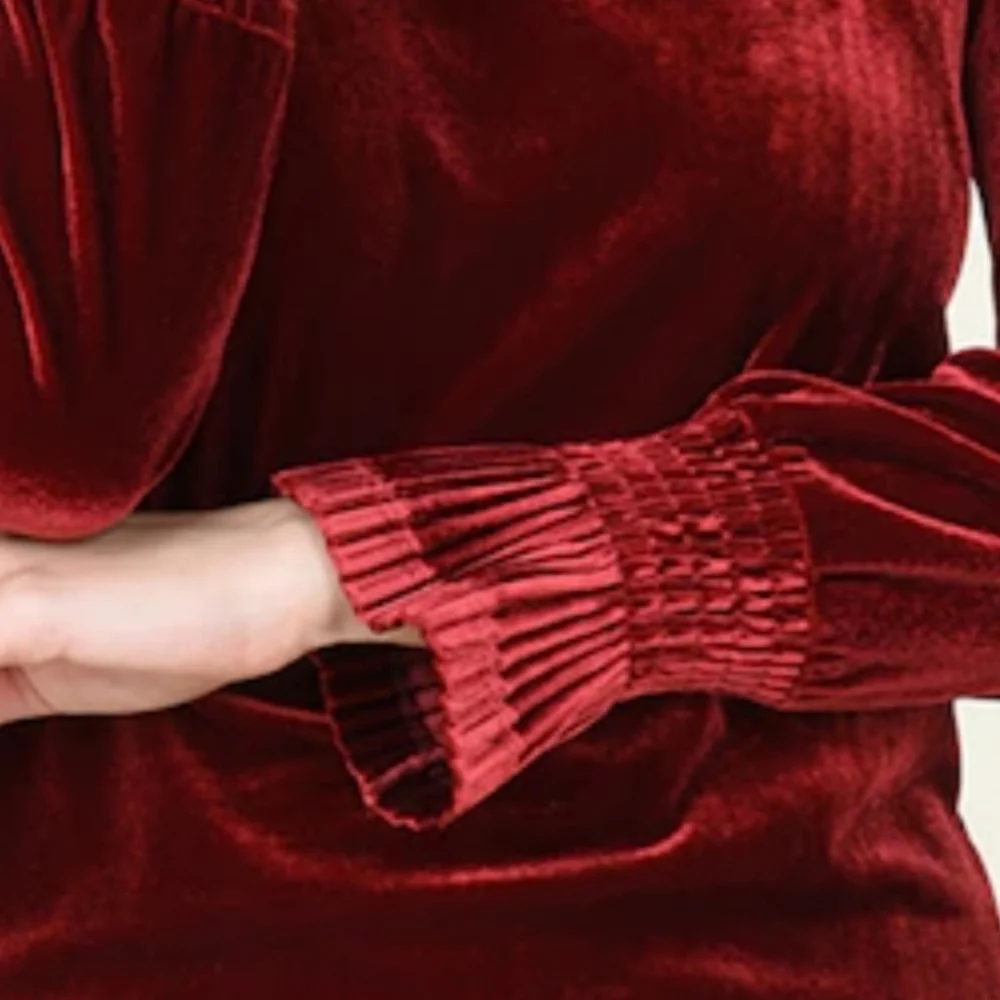Molly Bracken Elegant Velvet Red Top - Picture 3 of 10